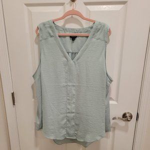 Mint Blue Textured Satin Pullover Tank